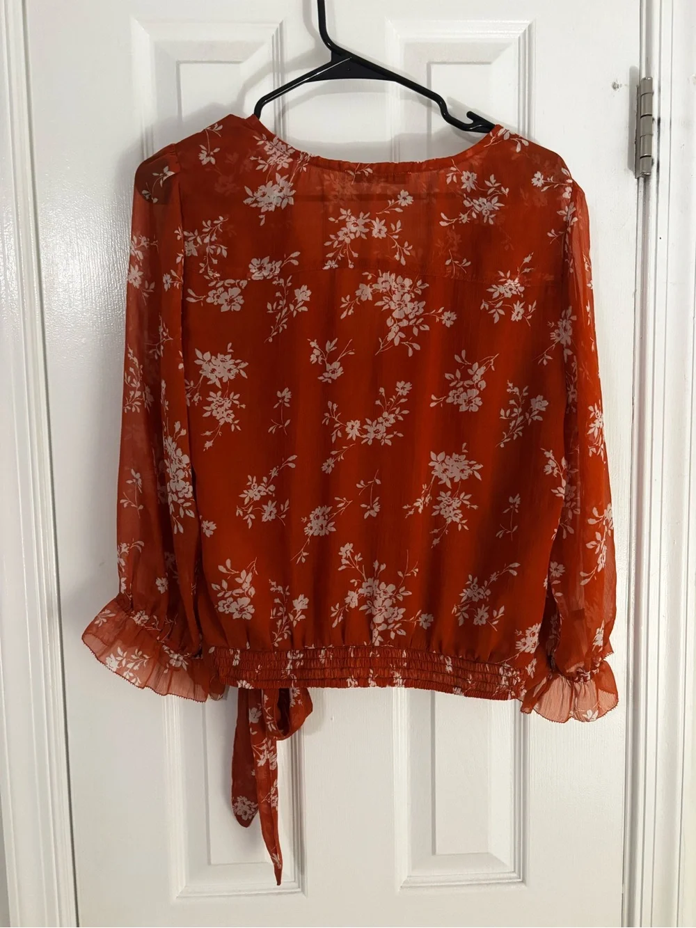 Abercrombie & Fitch Rust Floral Wrap Blouse